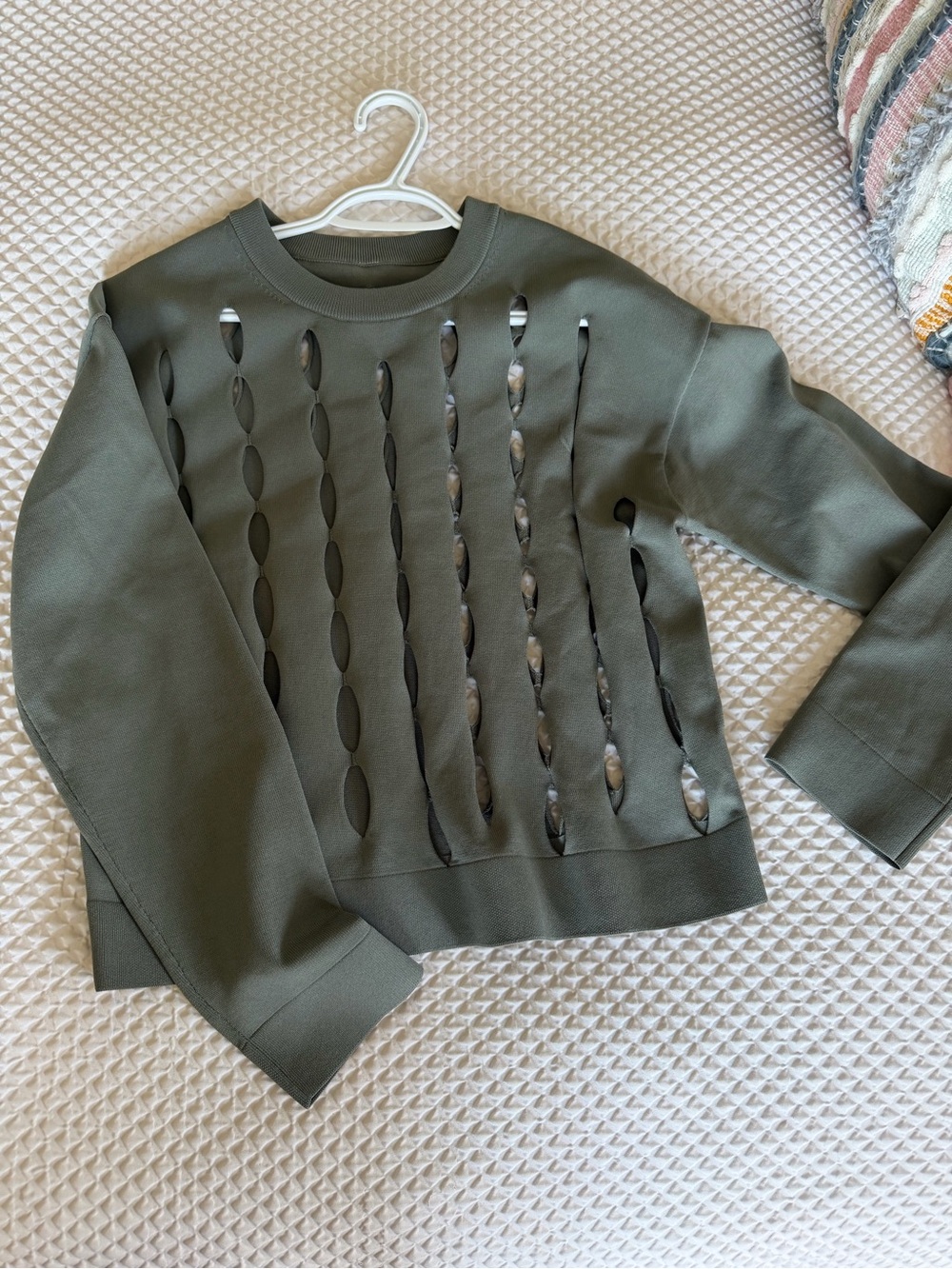 lululemon athletica Olive Green Cutout Crewneck Sweater